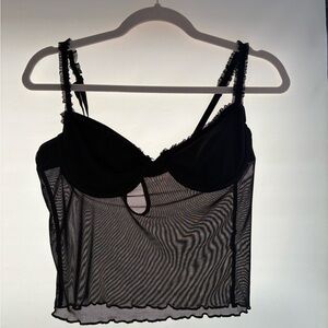 Edikted Black Sheer Bra Top